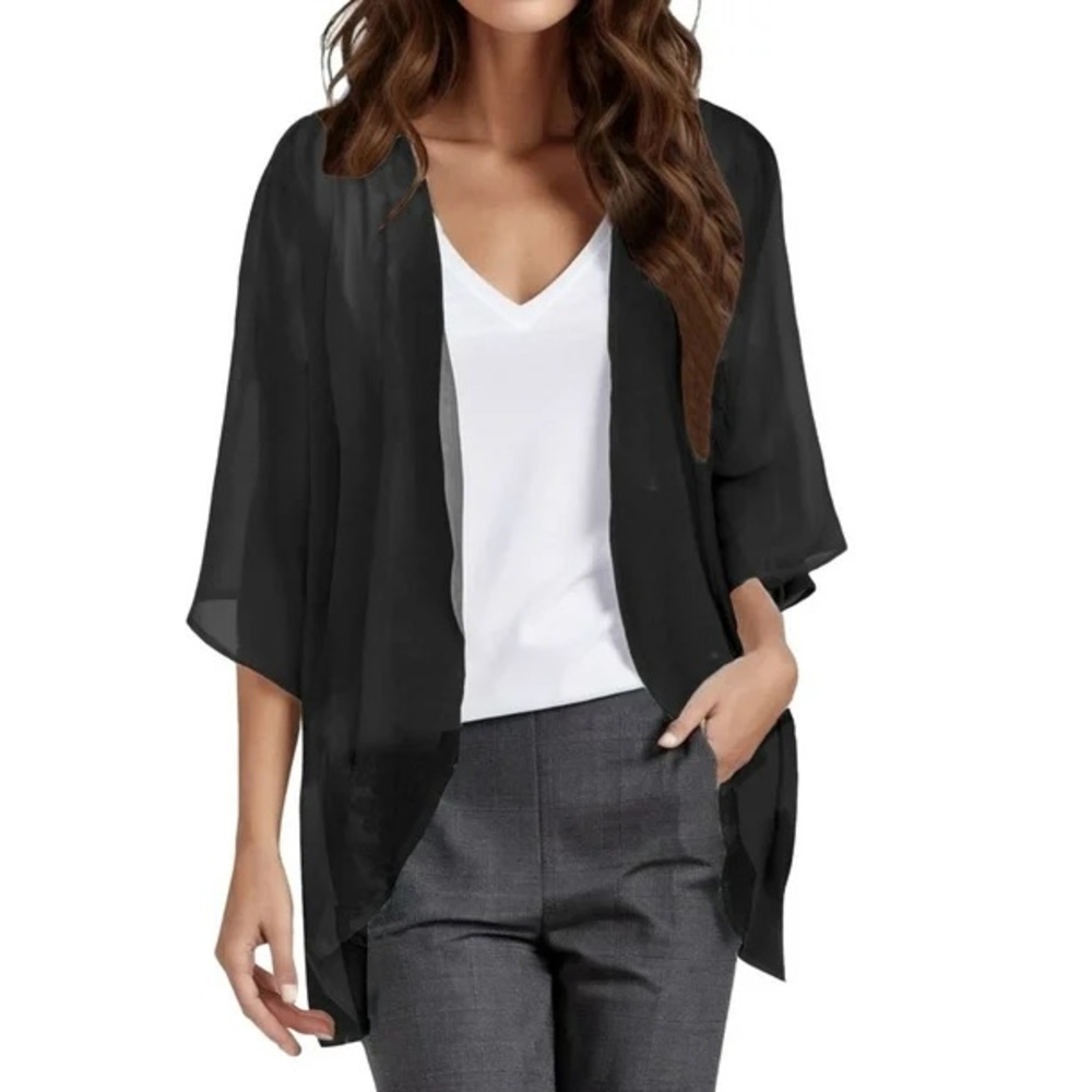Sheer Black Kimono Cardigan